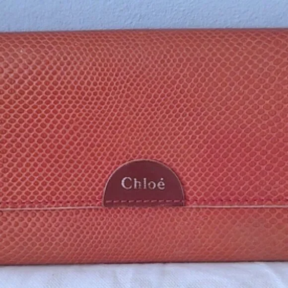 Chloe snake embossed leather flap long wallet w/dusty EUC - Picture 3 of 11